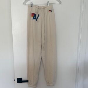 Aviator Nation Cream  Logo Sweatpants Size XS